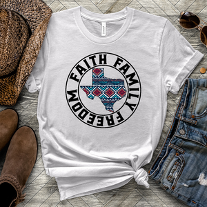 Faith Family Freedom TX Heathered Tee