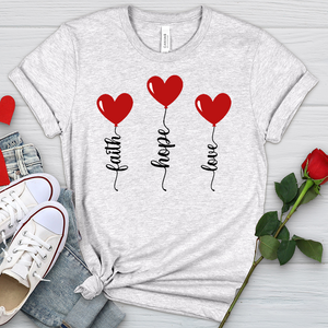 Faith Hope Love Heart Balloons Heathered Tee