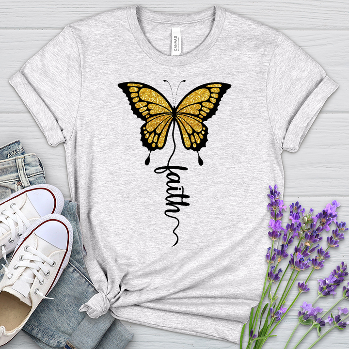Gold Faith Butterfly Heathered Tee