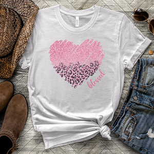 Sparkling Leopard Heart Heathered Tee