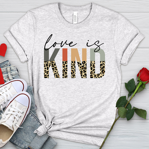 Love Is Kind Leopard Letters Heathered Tee