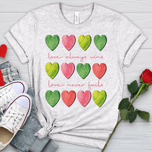 Love Always Wins Heart Pattern Heathered Tee