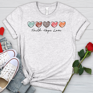 Faith Hope Love Mini Hearts Heathered Tee