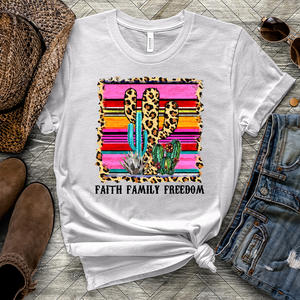 Faith Family Freedom Colored Cactus Heathered Tee