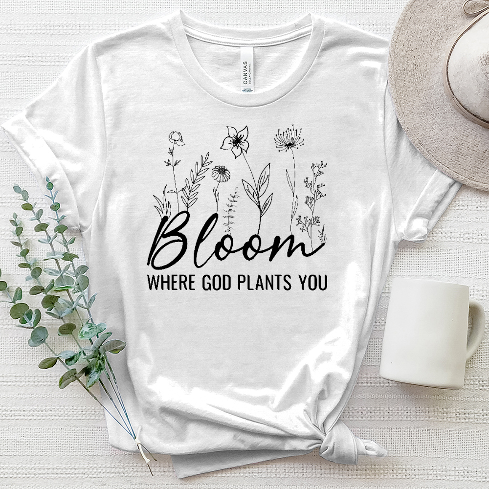 Bloom Where God Plants You Heathered Tee