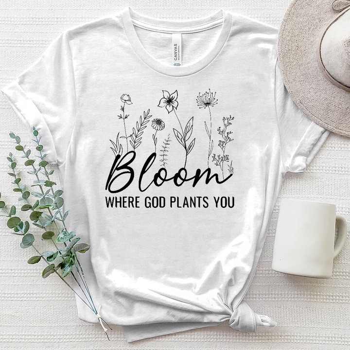 Bloom Where God Plants You Heathered Tee