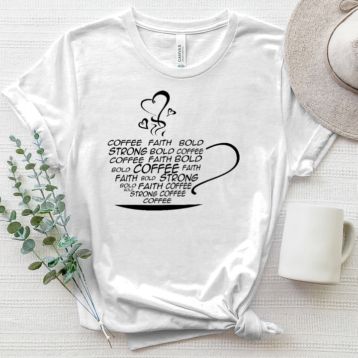 Coffee Cup Word Art Heathered Tee