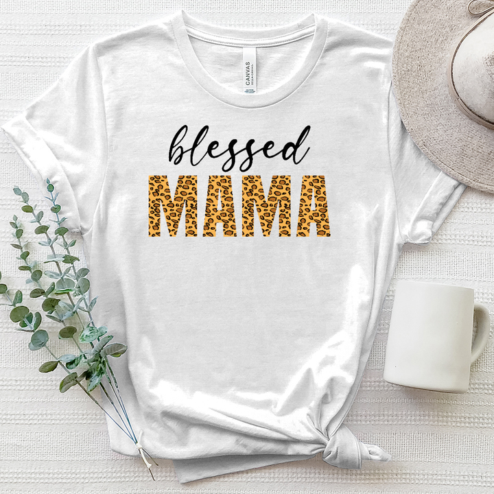 Blessed Mama Sunflower Leopard Heathered Tee