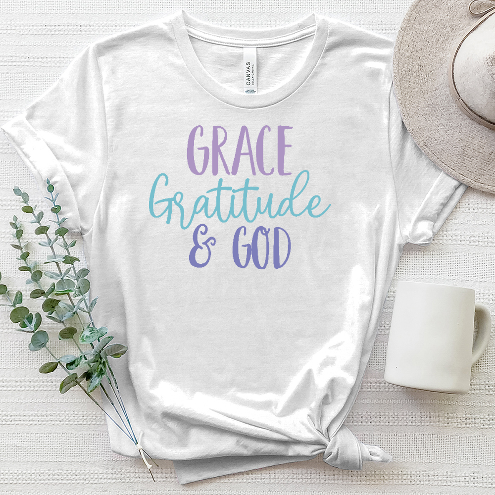 Grace Grattitude and God Heathered Tee