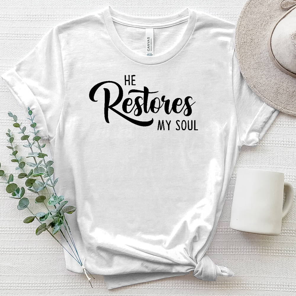 He Restores My Soul Heathered Tee