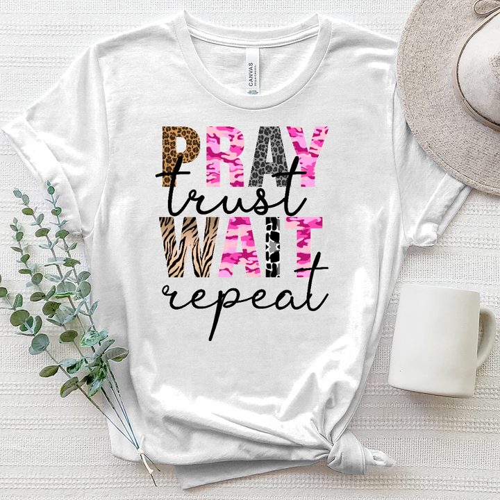 Pray Trust Wait Reapet Heathered Tee
