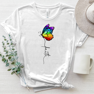 Rainbow Faith Butterfly Heathered Tee