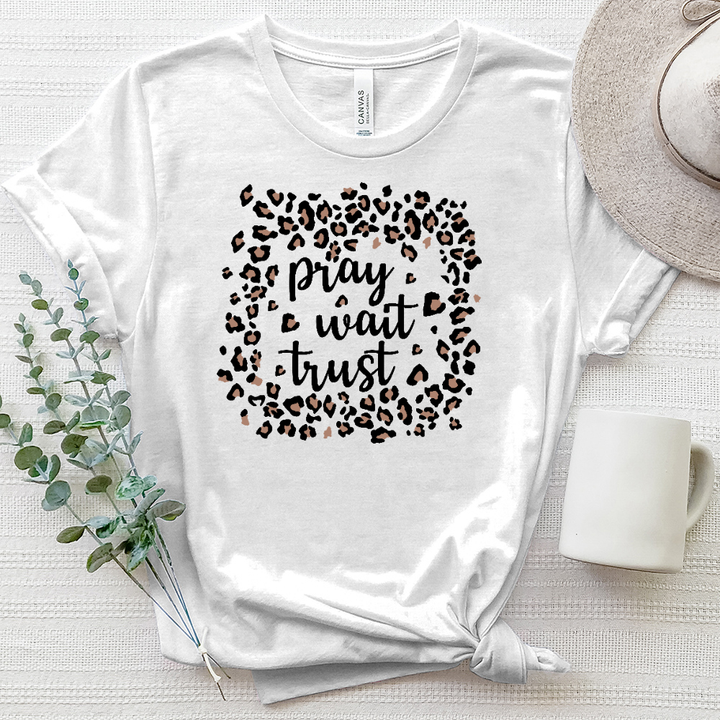 Pray Wait Trust Leopard Box Heathered Tee