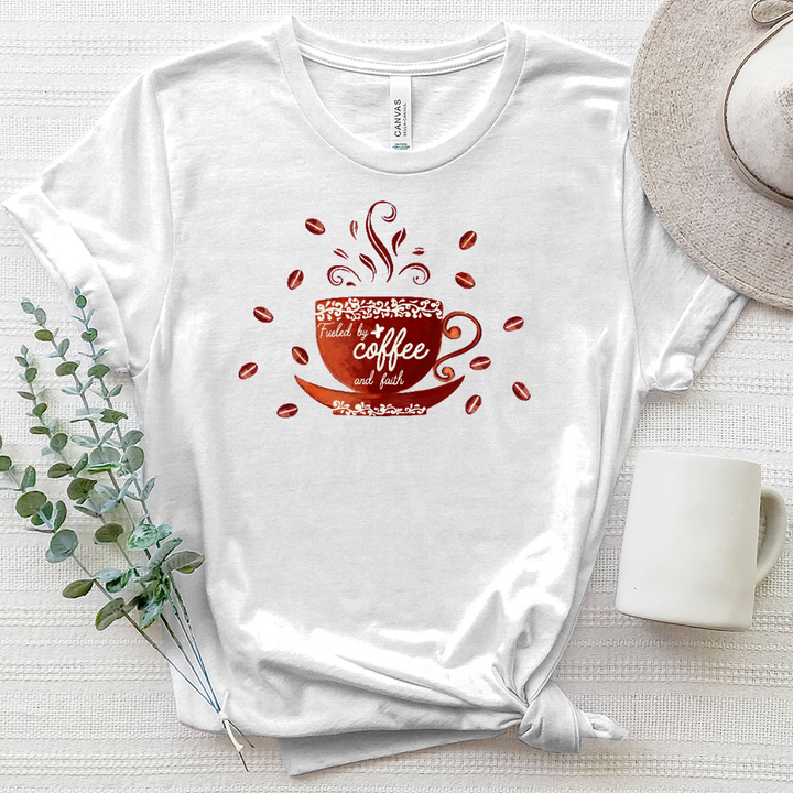 Fueled by Coffee and Faith Heathered Tee