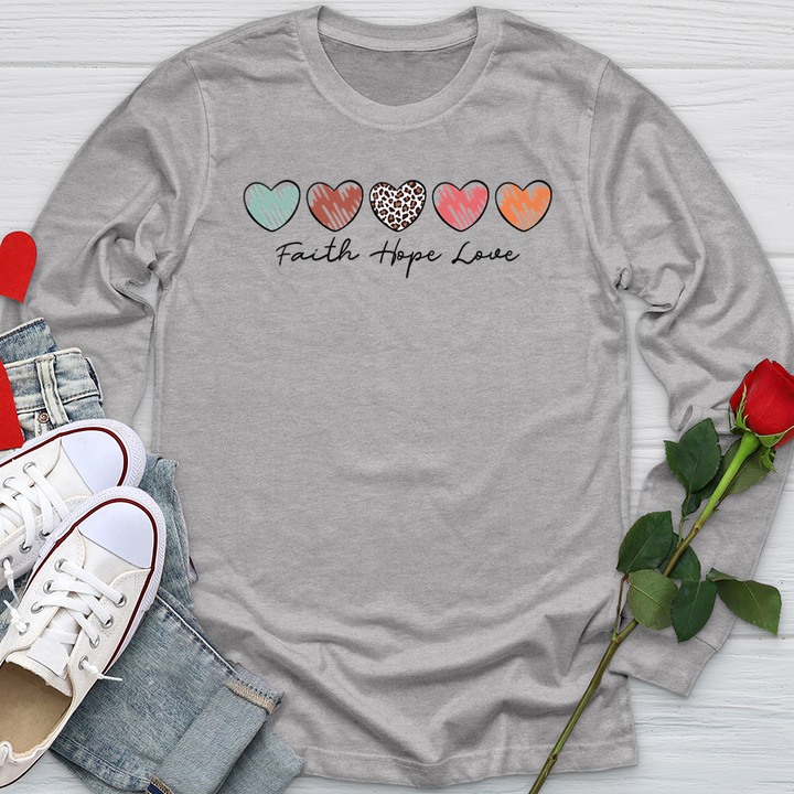 Faith Hope Love Mini Hearts Softstyle Long Sleeve