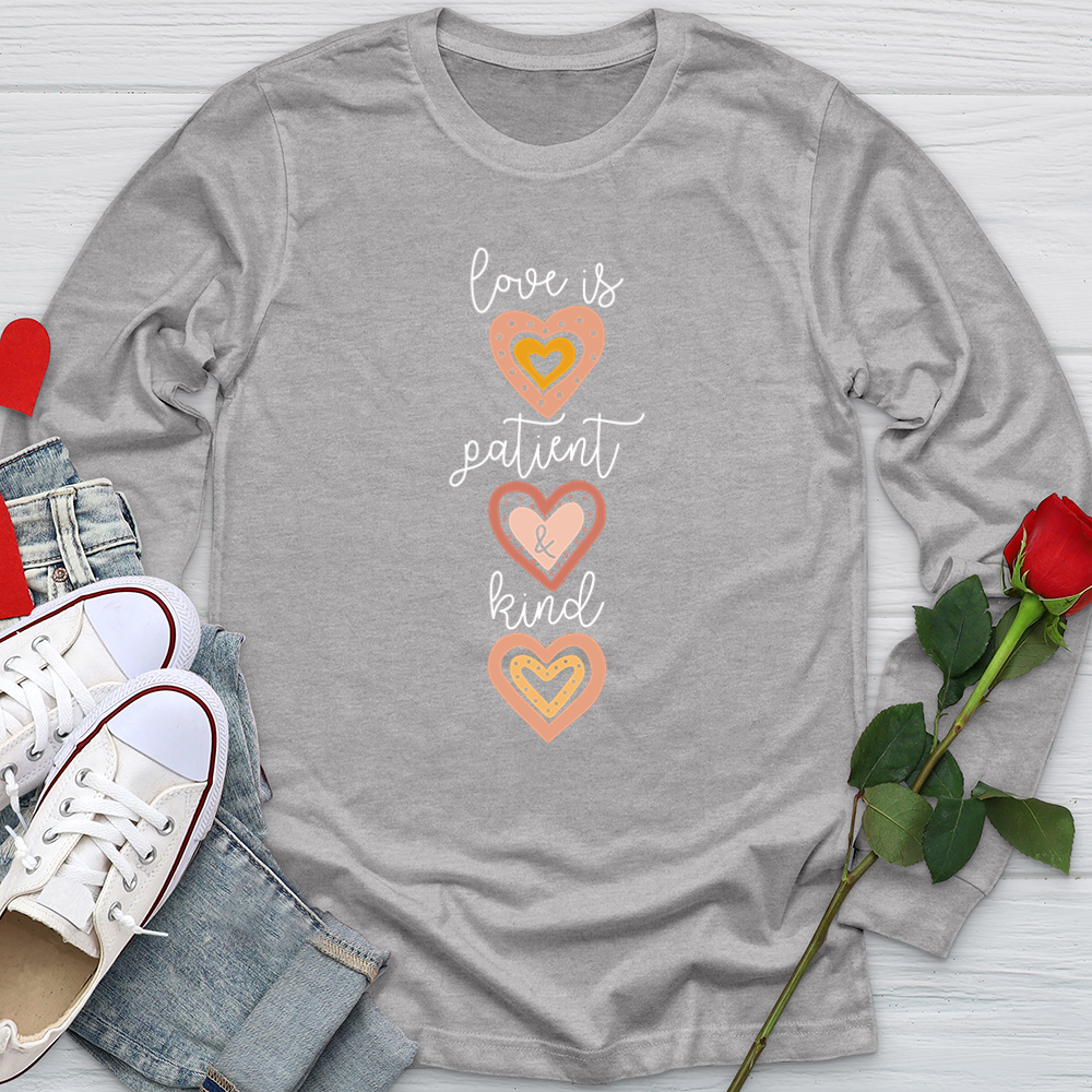 Love Is Patient Vertical Hearts Softstyle Long Sleeve