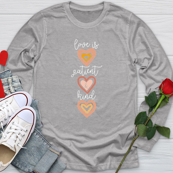 Love Is Patient Vertical Hearts Softstyle Long Sleeve