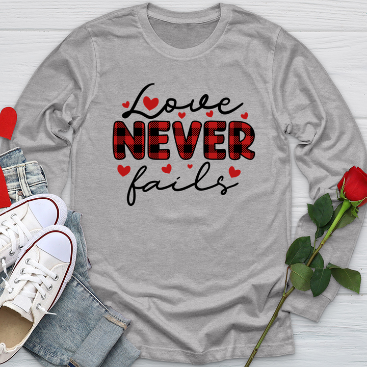 Love Never Fails Red Patterned Softstyle Long Sleeve