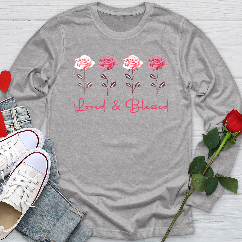Loved & Blessed Pink Roses Softstyle Long Sleeve