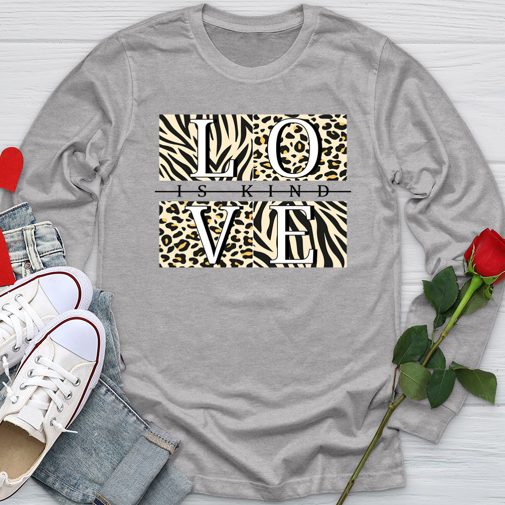 Love Is Kind Leopard Squares Softstyle Long Sleeve