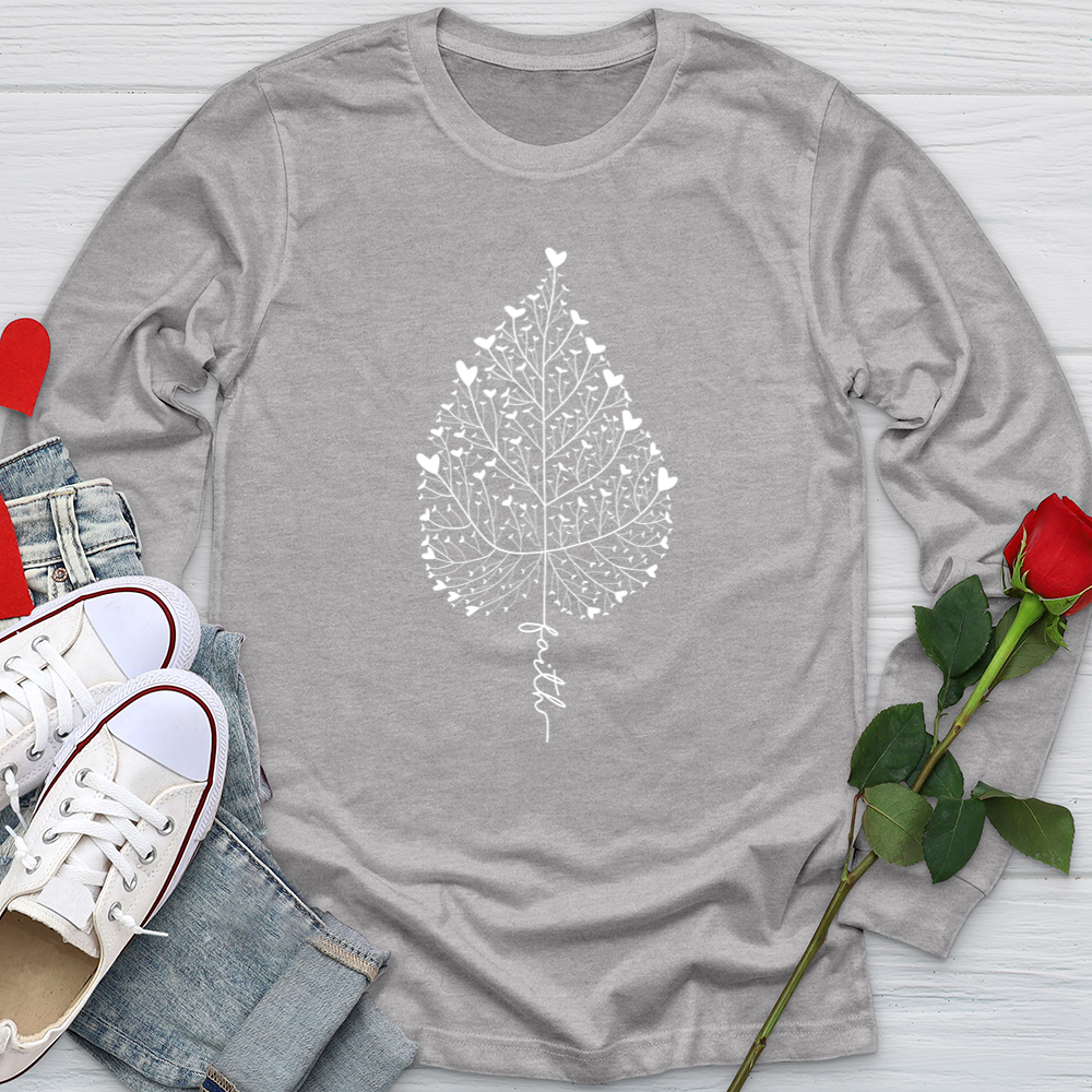 Faith Heart Leaf Softstyle Long Sleeve