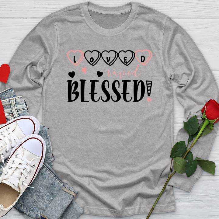 Loved Saved Blessed Candy Softstyle Long Sleeve