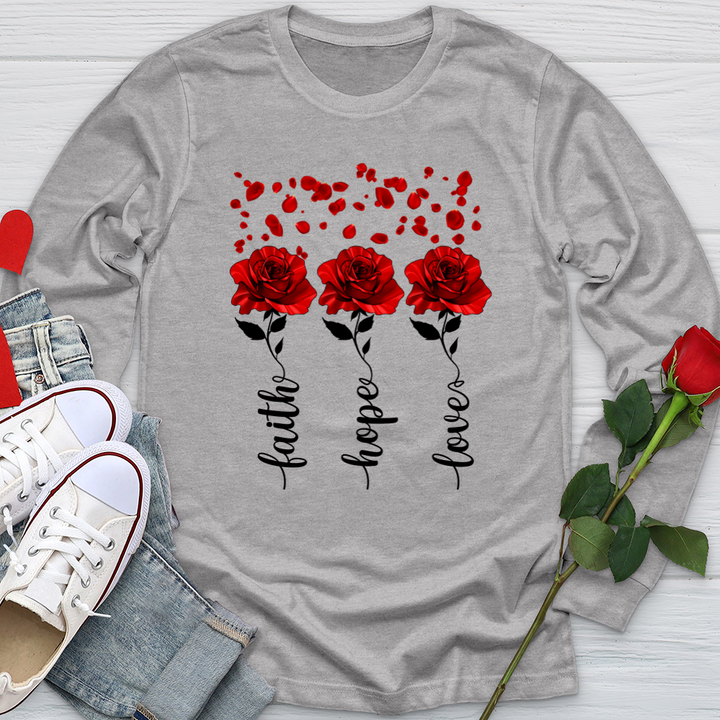 Faith Hope Love Roses Softstyle Long Sleeve