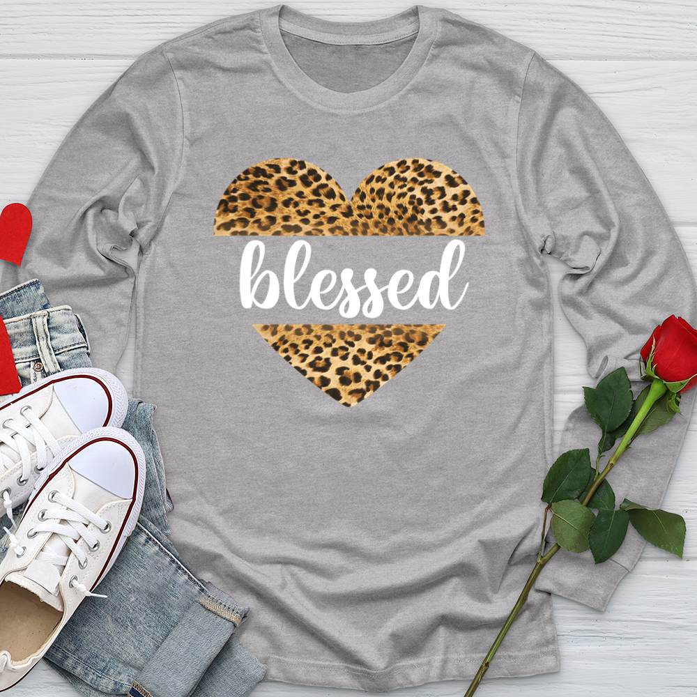 Blessed Leopard Heart Softstyle Long Sleeve