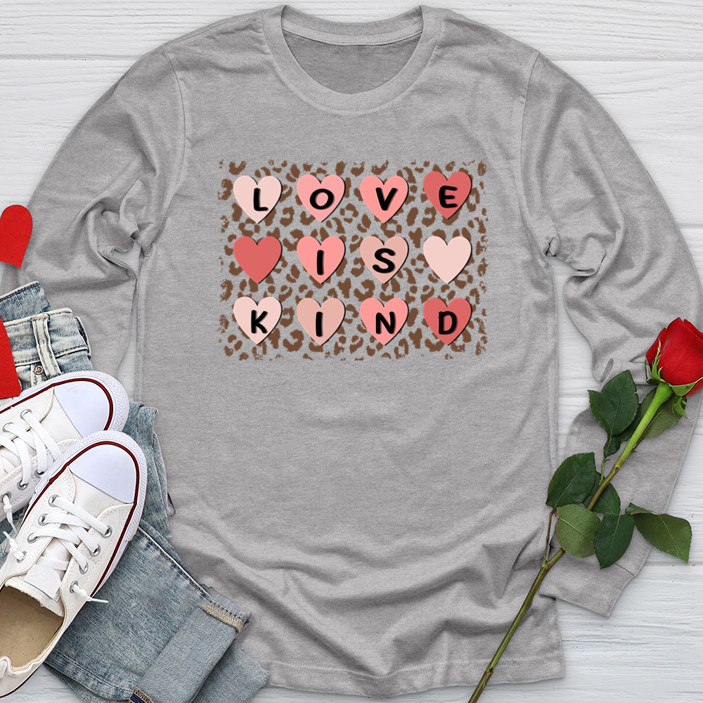 Love Is Kind Leopard Hearts Softstyle Long Sleeve