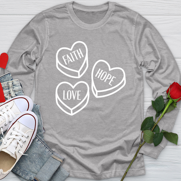 Faith Hope Love Candy White Softstyle Long Sleeve