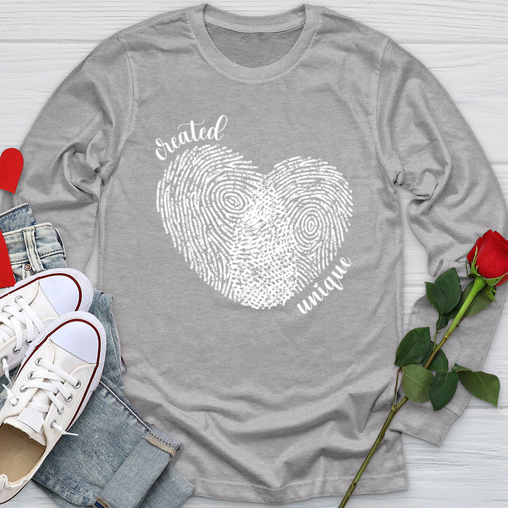 Created Unique Fingerprint Heart Softstyle Long Sleeve
