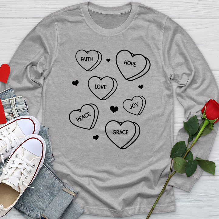 Inspirational Candy Hearts Softstyle Long Sleeve