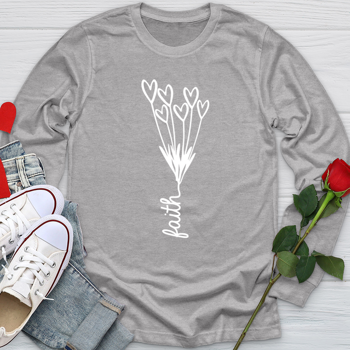 Faith Heart Bouquet Softstyle Long Sleeve