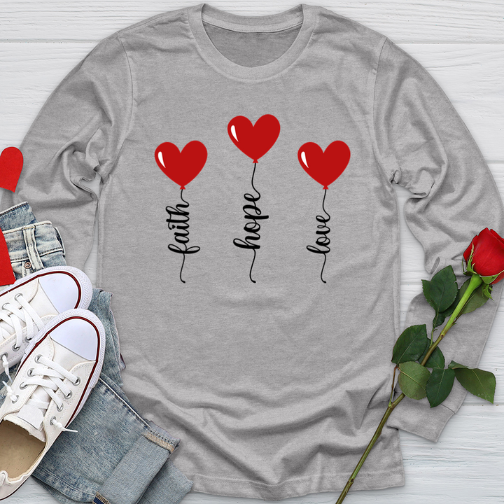 Faith Hope Love Heart Balloons Softstyle Long Sleeve