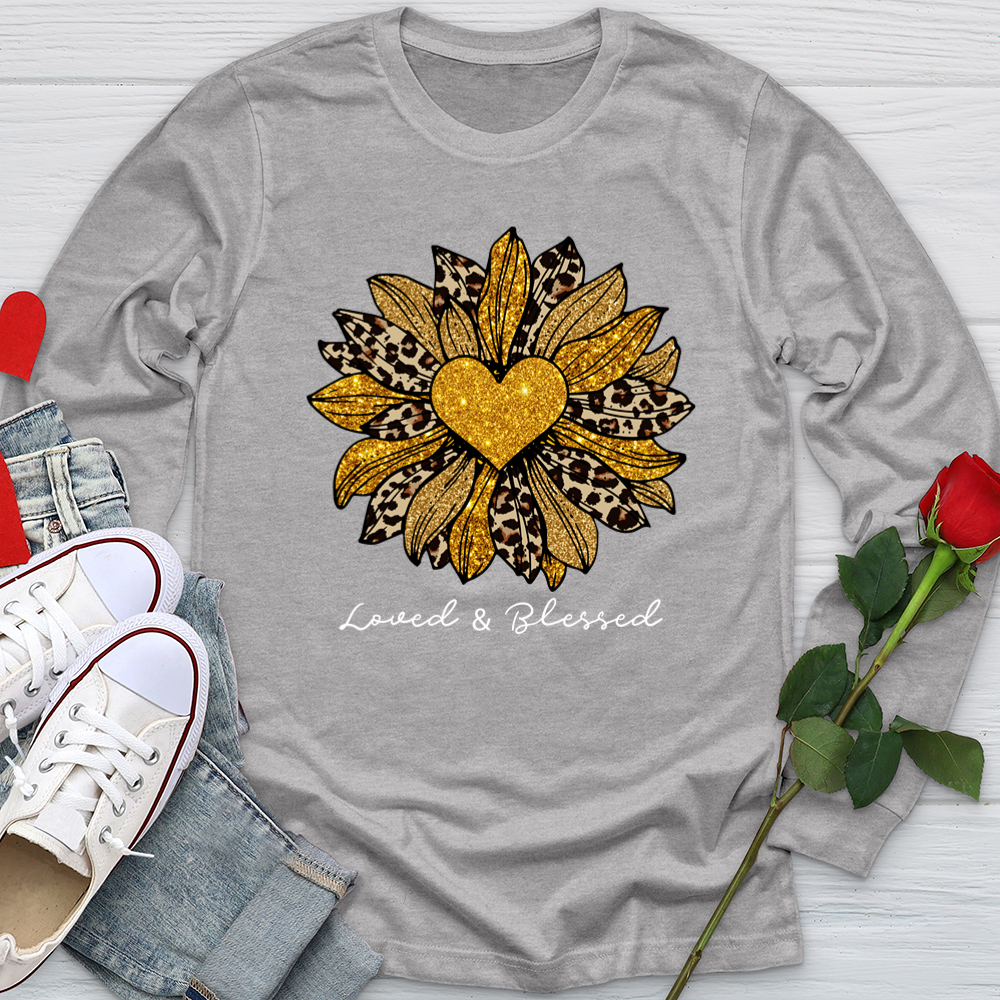 Loved & Blessed Leopard Sunflower Softstyle Long Sleeve