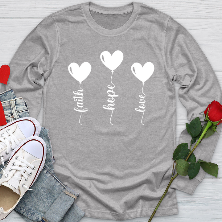 Faith Hope Love Heart Balloons White Softstyle Long Sleeve