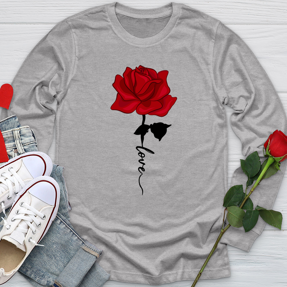 Red Love Rose Softstyle Long Sleeve