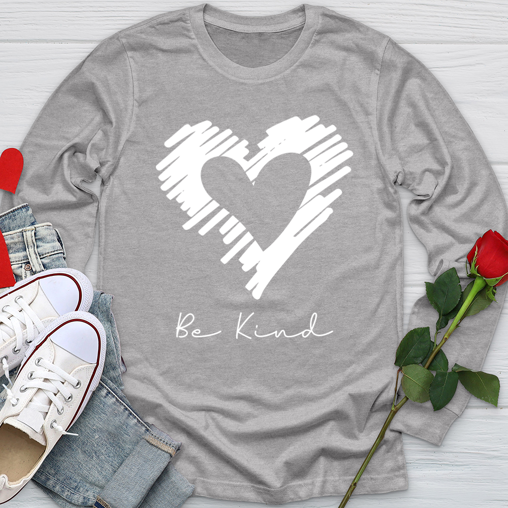 Be Kind Heart Silhouette Softstyle Long Sleeve