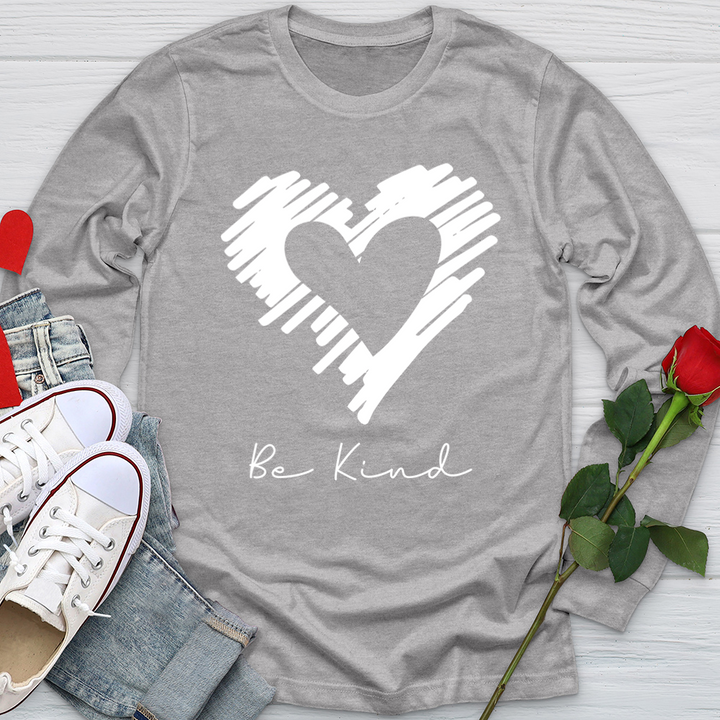 Be Kind Heart Silhouette Softstyle Long Sleeve