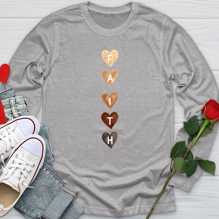 Faith Watercolor Hearts Softstyle Long Sleeve