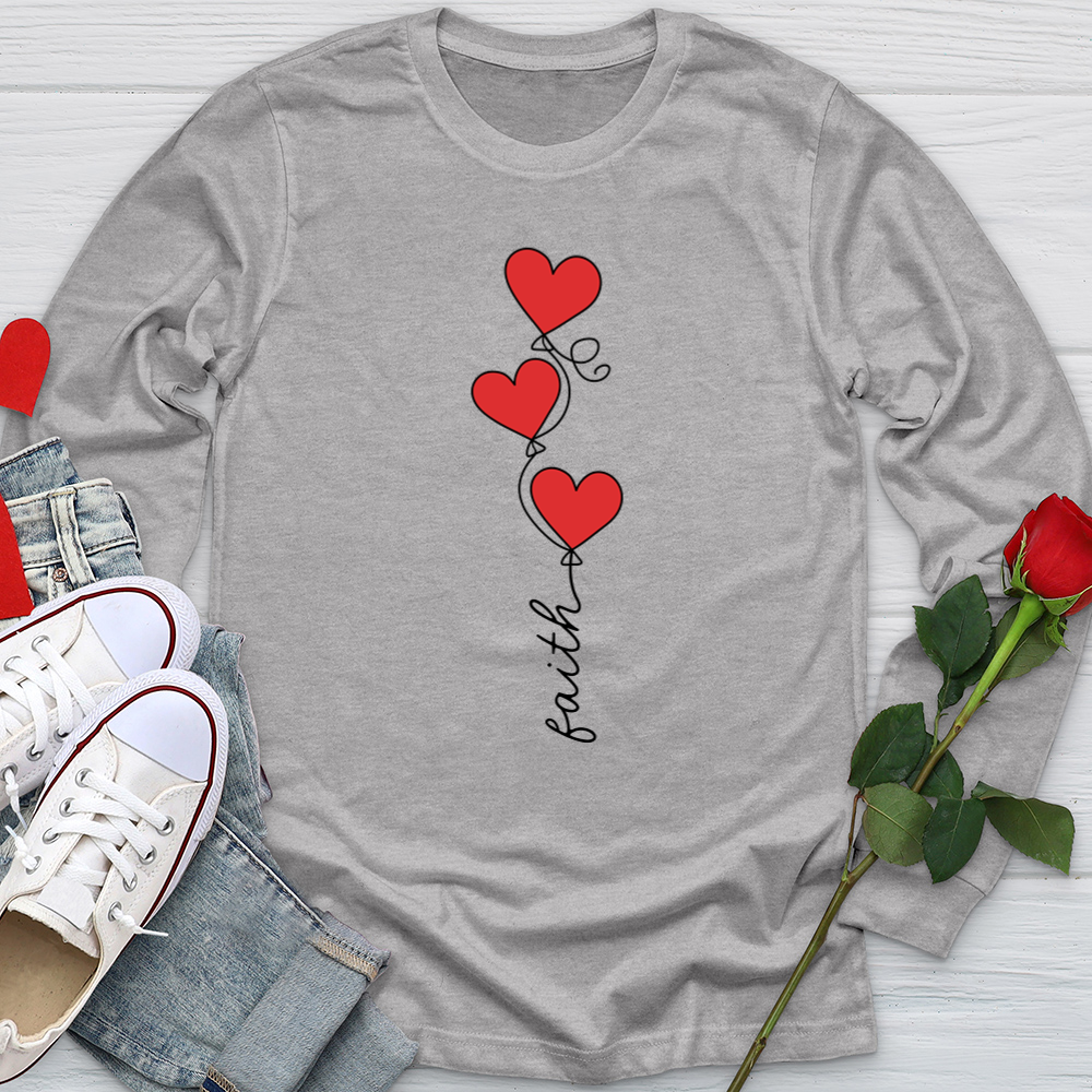 Faith Heart Balloons Softstyle Long Sleeve