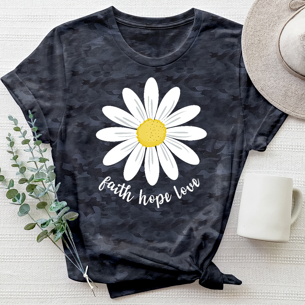 Faith Hope Love Summer Daisy Camo Tee