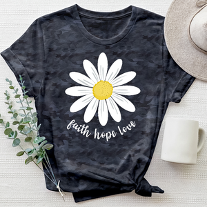 Faith Hope Love Summer Daisy Camo Tee