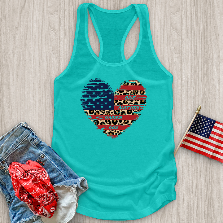 One Nation Leopard Heart Tank Top