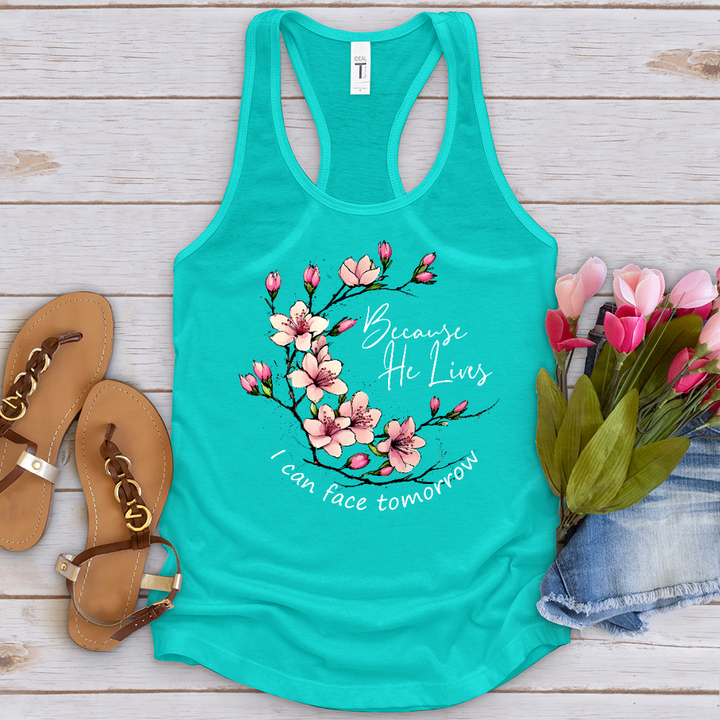 Because He Lives Pink Flowers Tank Top