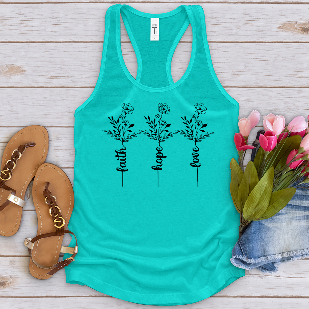 Faith Hope Love Spring Flowers Tank Top