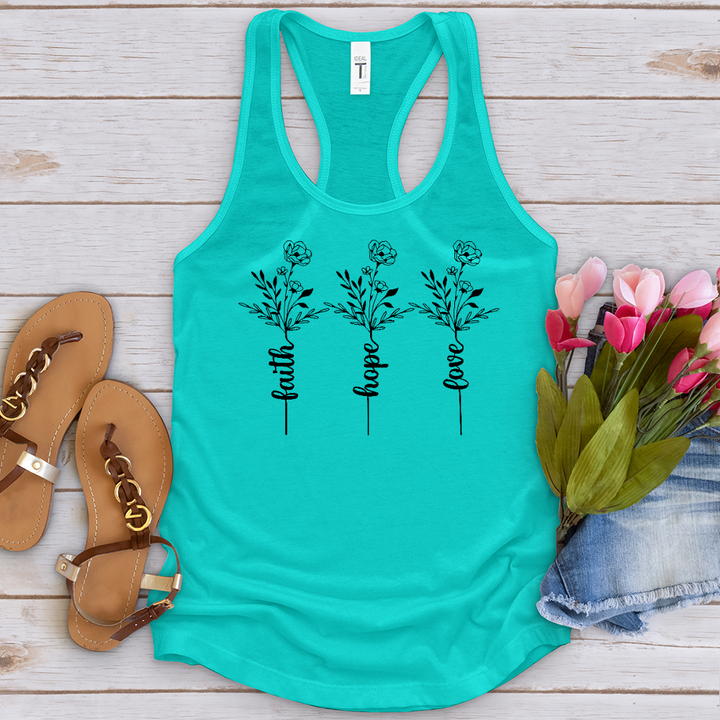 Faith Hope Love Spring Flowers Tank Top