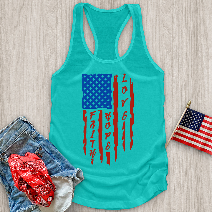 Faith Hope Love Flag Tank Top