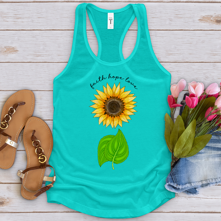 Faith Hope Love Sunflower Tank Top