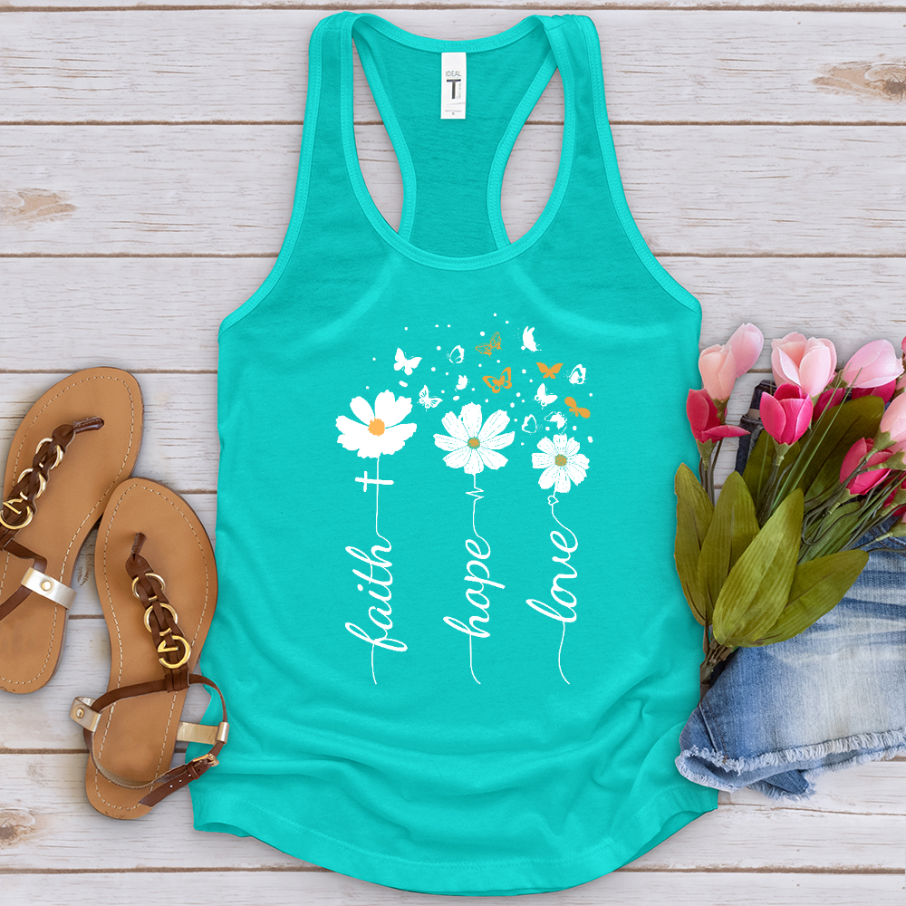 Faith, Hope, Love, Floral Tank Top